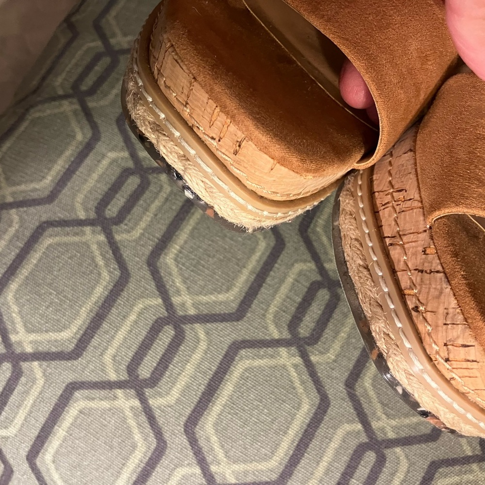 Steve Madden Cool Planet Tan Suede Wedge Sandals with Ankle Strap - Picture 7 of 7
